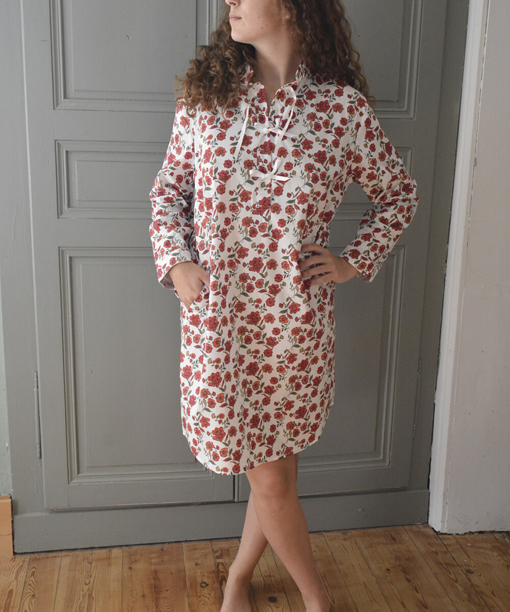 eli2674 1ed59cdf 0e33 61e8 8b9a 53ef1dfe04eb Fleurs Pois & Cie - Chemise de nuit 100% coton - Rouge/Blanc/vert foncé/vert clair