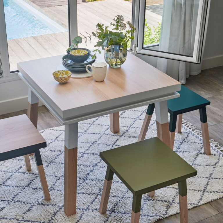 file 11 MON PETIT MEUBLE FRANÇAIS - Table carrée extensible ÉGÉE • rallonges amovibles • 11 couleurs
