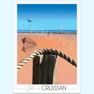 Affiche Salin de Gruissan – Lac rose par la marque Foliove Foliove - Affiche Salin de Gruissan – Lac rose