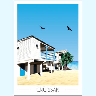 Affiche de Gruissan – Maisons sur pilotis par la marque Foliove Foliove - Affiche de Gruissan – Maisons sur pilotis