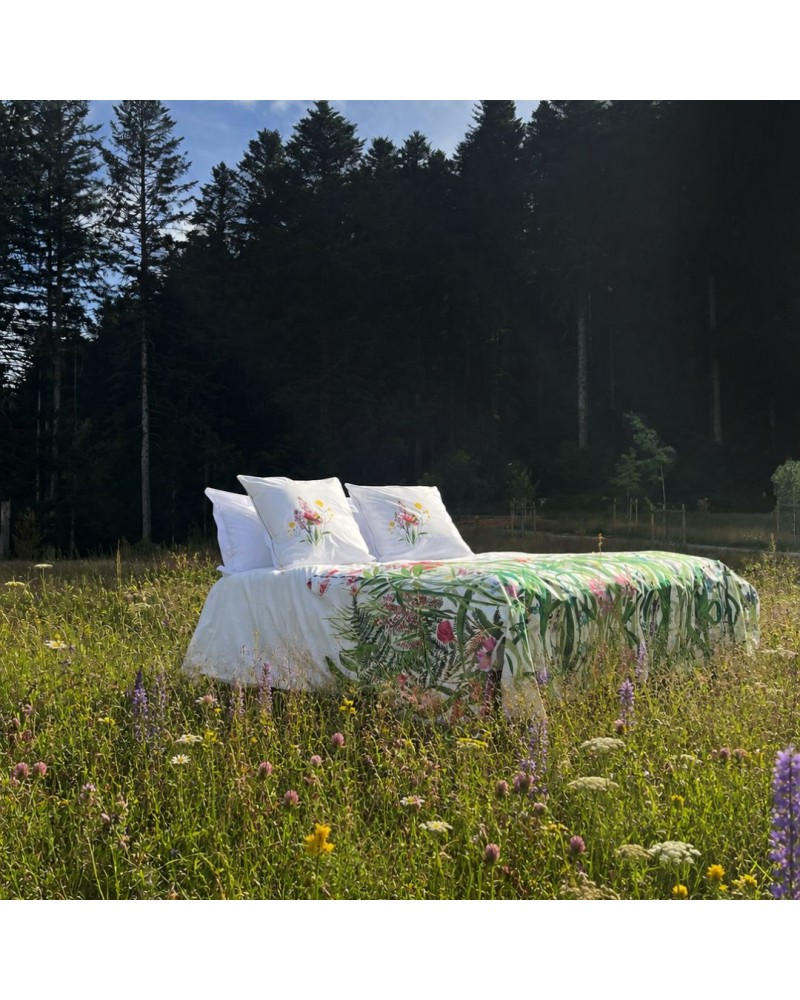 housse de couette en percale imprimee sieste vosgienne Blanc de Gerardmer - Housse de couette en Percale imprimée Sieste Vosgienne