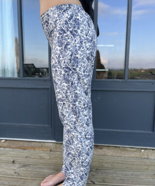 Fleurs Pois et Cie - Pantalon de pyjama femme et/ou de ville – Bleu/Blanc