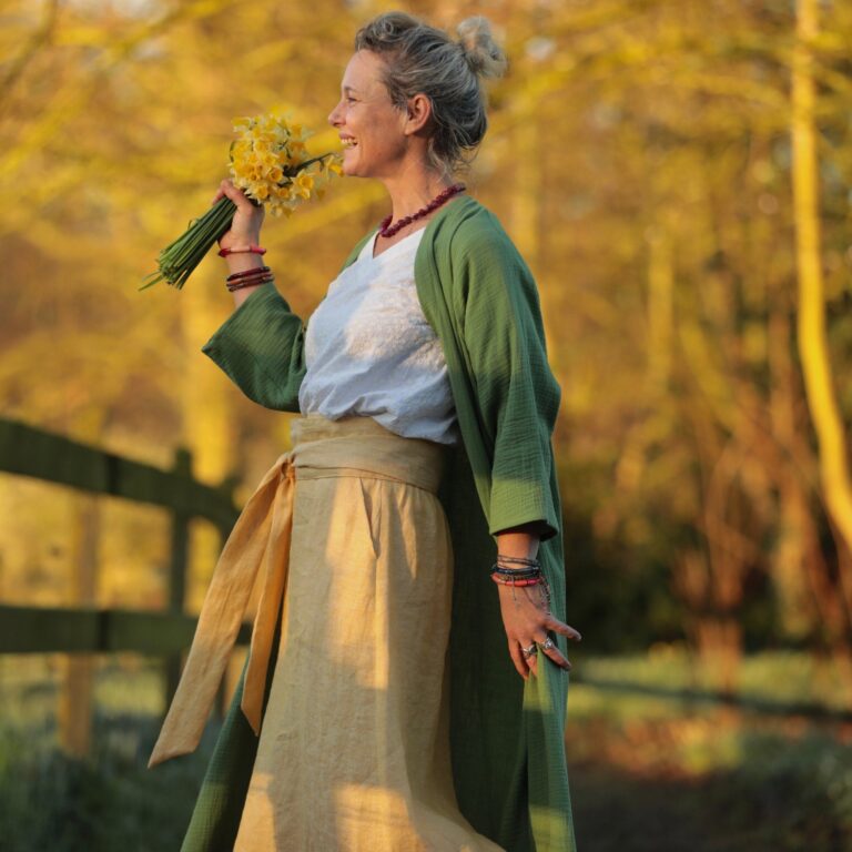 Meta SS25 - Jupe longue Maya - lin chiné jaune doux – XL