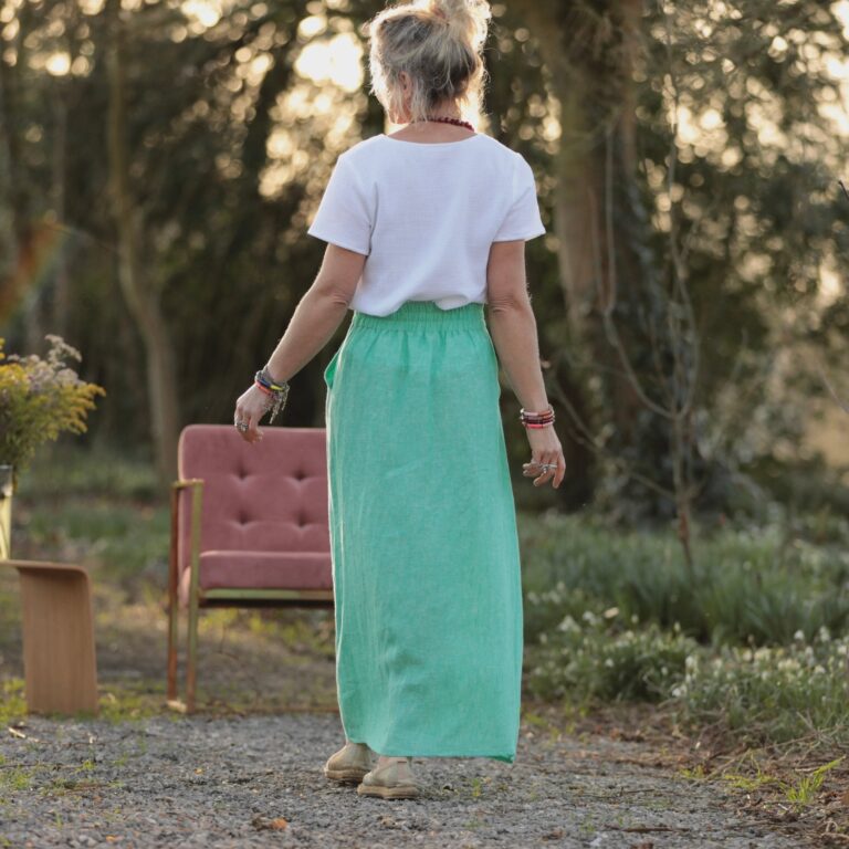 Meta SS25 - Jupe longue Maya - lin chiné vert pep's – XL