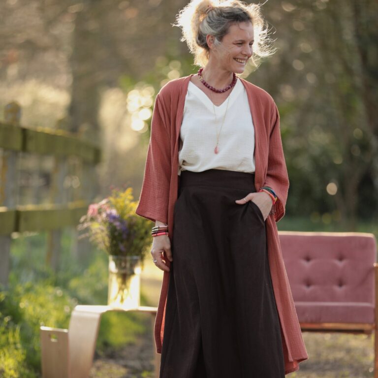 Meta SS25 - Jupe longue Maya - Lin chocolat – L