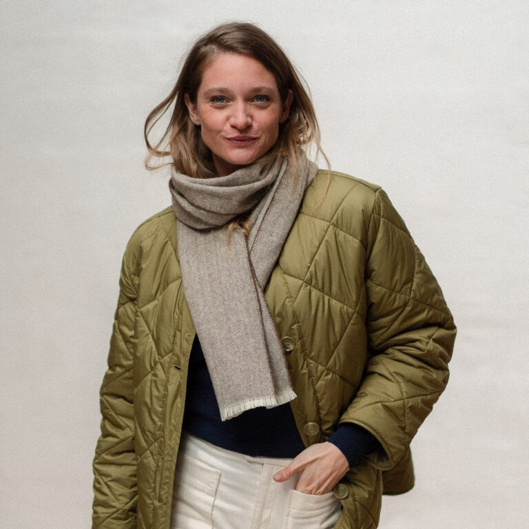 l echape en 100 laine francaise chevron beige Le T-Shirt Propre - L'écharpe en 100% laine française – Beige / TU