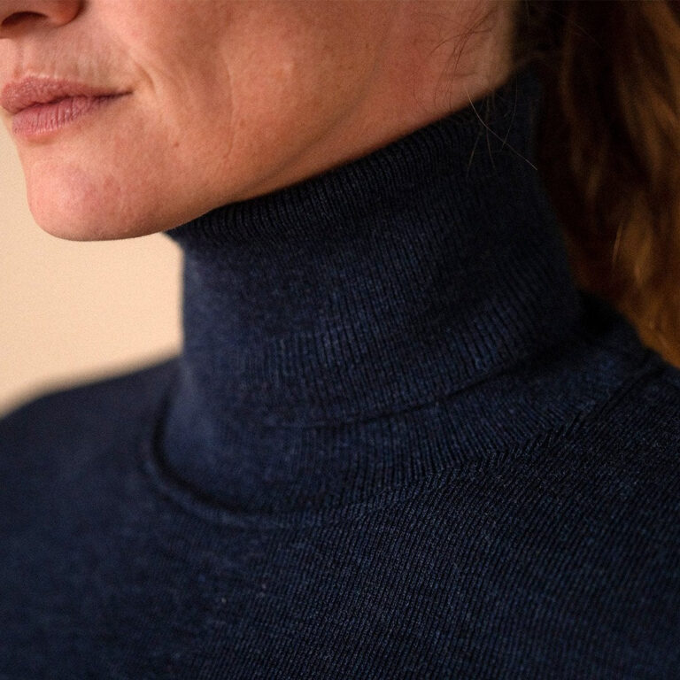 Le T-Shirt Propre - Le col roulé 100% laine française – Marine chiné / 2XL