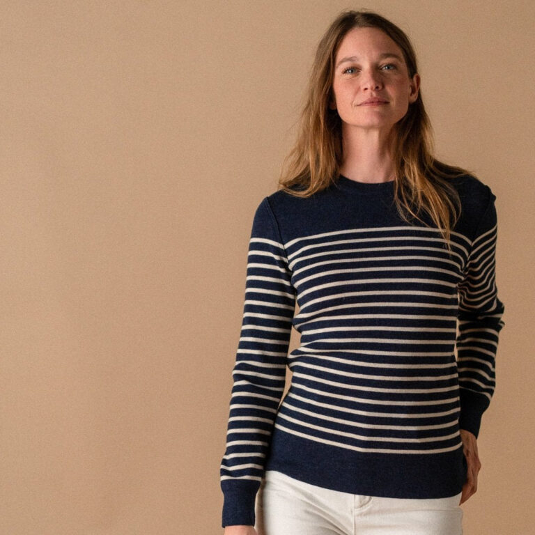 Le T-Shirt Propre - Le pull 100% laine française – Mariniere bleue / 2XL