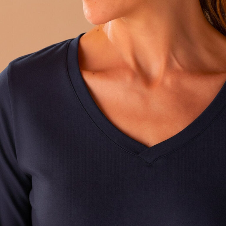 Le T-Shirt Propre - Le t-shirt en coton bio ML - Col V – Vieux rose / 2XL