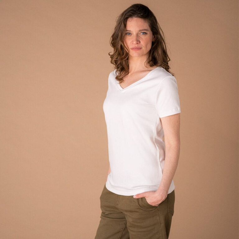 Le T-Shirt Propre - Le t-shirt en coton bio - Col V – Vieux rose / 2XL