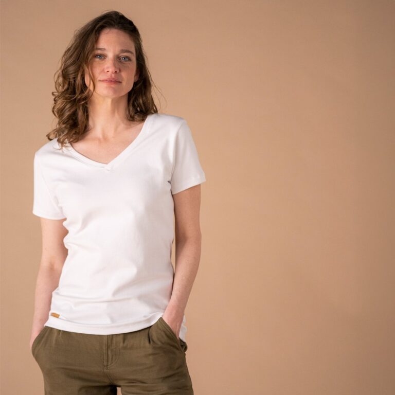 Le T-Shirt Propre - Le t-shirt en coton bio - Col V – Vieux rose / 2XL