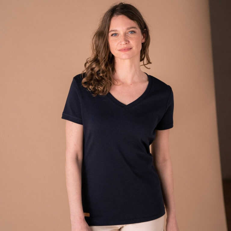 Le T-Shirt Propre - Le t-shirt en coton bio - Col V – Vieux rose / 2XL
