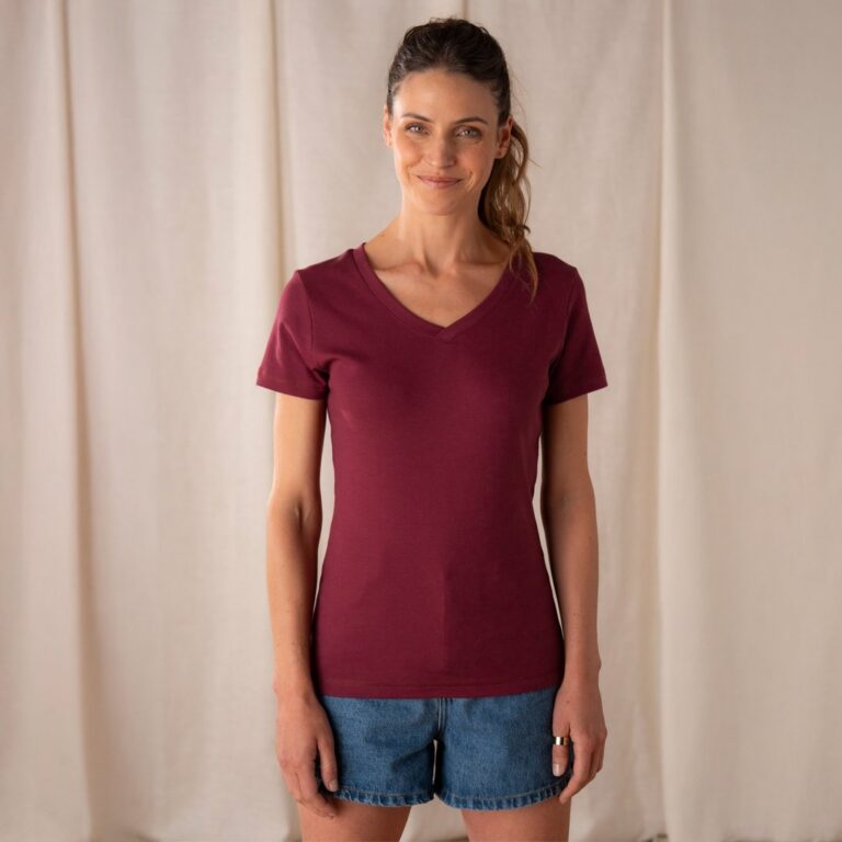 Le T-Shirt Propre - Le t-shirt en coton bio - Col V – Vieux rose / 2XL
