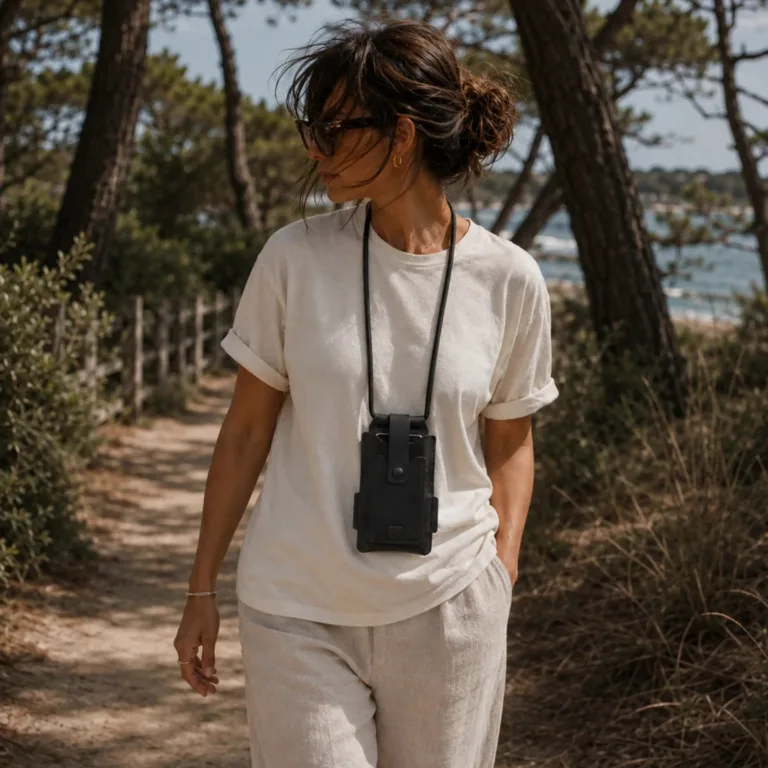 Darksails - Pochette Téléphone de Voyage en Cuir Noir