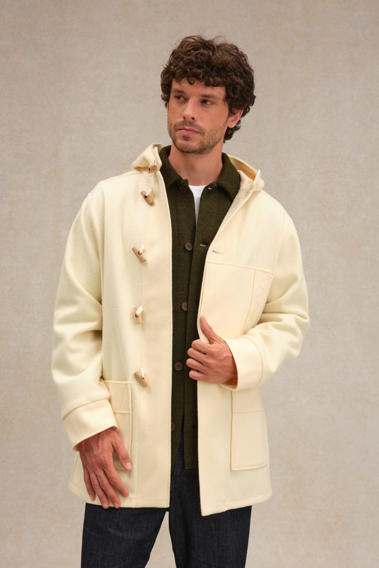 manteau kabig ecru le minor laine homme 2 Le Minor - Le Kabig Le Minor écru pour homme – XL