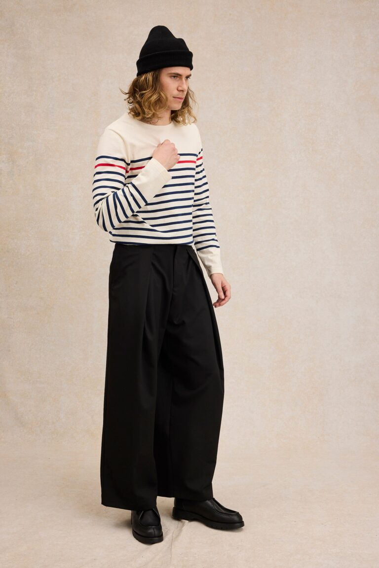 Le Minor - Marinière originale écru avec rayure rouge pour homme – XXL