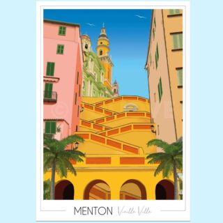 Affiche Menton Vieille ville par la marque Foliove Foliove - Affiche Menton Vieille ville
