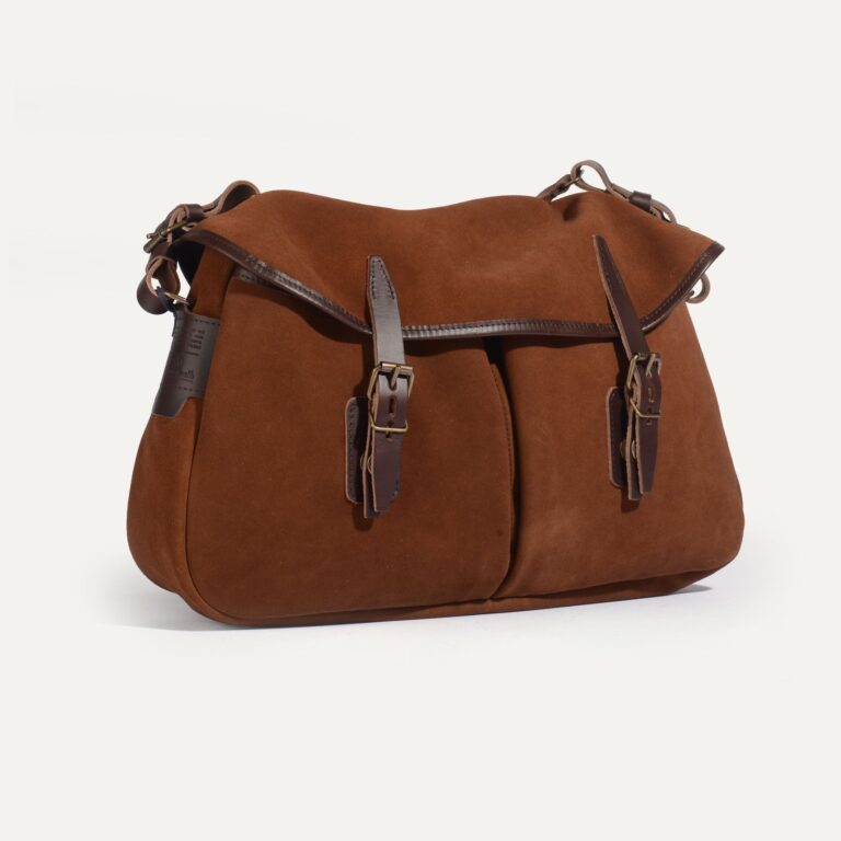 Bleu De Chauffe - Musette du Pêcheur M / Cuir Velours - Brun fauve