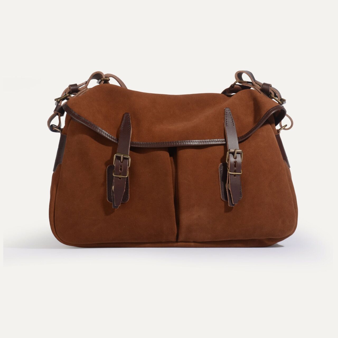 musette du pecheur m cuir velours brun fauve Bleu De Chauffe - Musette du Pêcheur M / Cuir Velours - Brun fauve