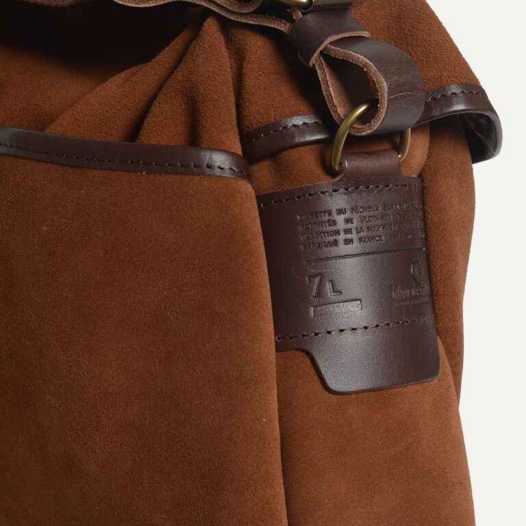 Bleu De Chauffe - Musette du Pêcheur M / Cuir Velours - Brun fauve