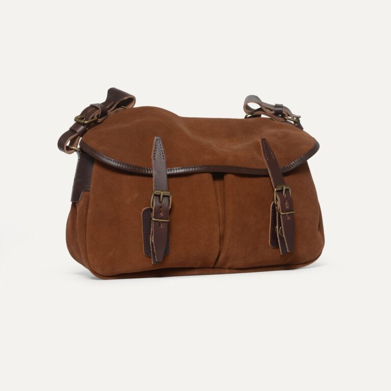Bleu De Chauffe - Musette du Pêcheur S / Cuir Velours - Brun fauve