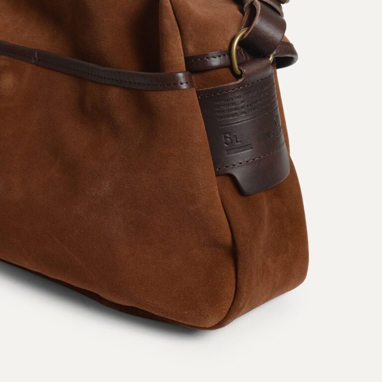 Bleu De Chauffe - Musette du Pêcheur S / Cuir Velours - Brun fauve