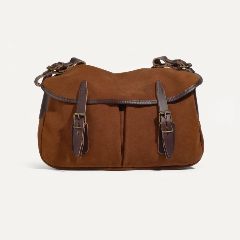 musette du pecheur s cuir velours brun fauve Bleu De Chauffe - Musette du Pêcheur S / Cuir Velours - Brun fauve