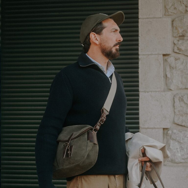Bleu De Chauffe - Musette du Pêcheur S / Cuir Velours - Musk