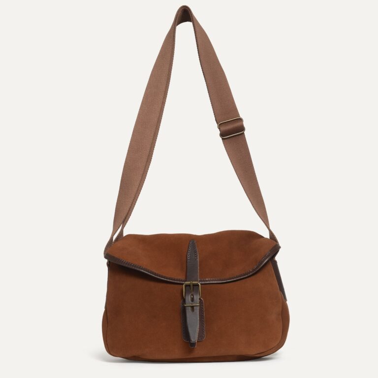 Bleu De Chauffe - Musette du Pêcheur XS / Cuir Velours - Brun Fauve