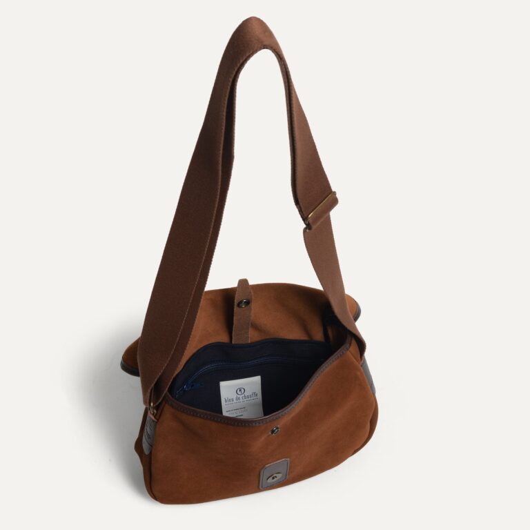 Bleu De Chauffe - Musette du Pêcheur XS / Cuir Velours - Brun Fauve