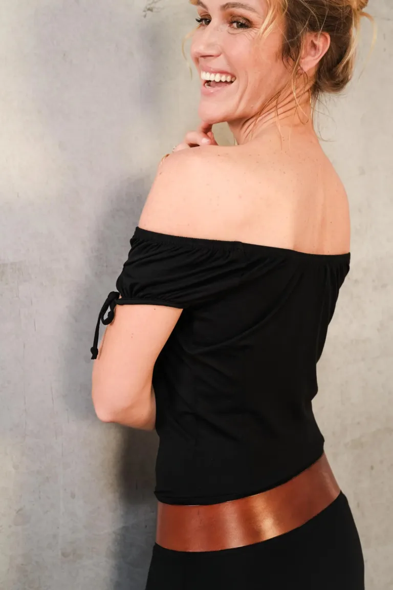 Thelma Rose - Robe longue col Bardot Myrtille – 44 / Noir