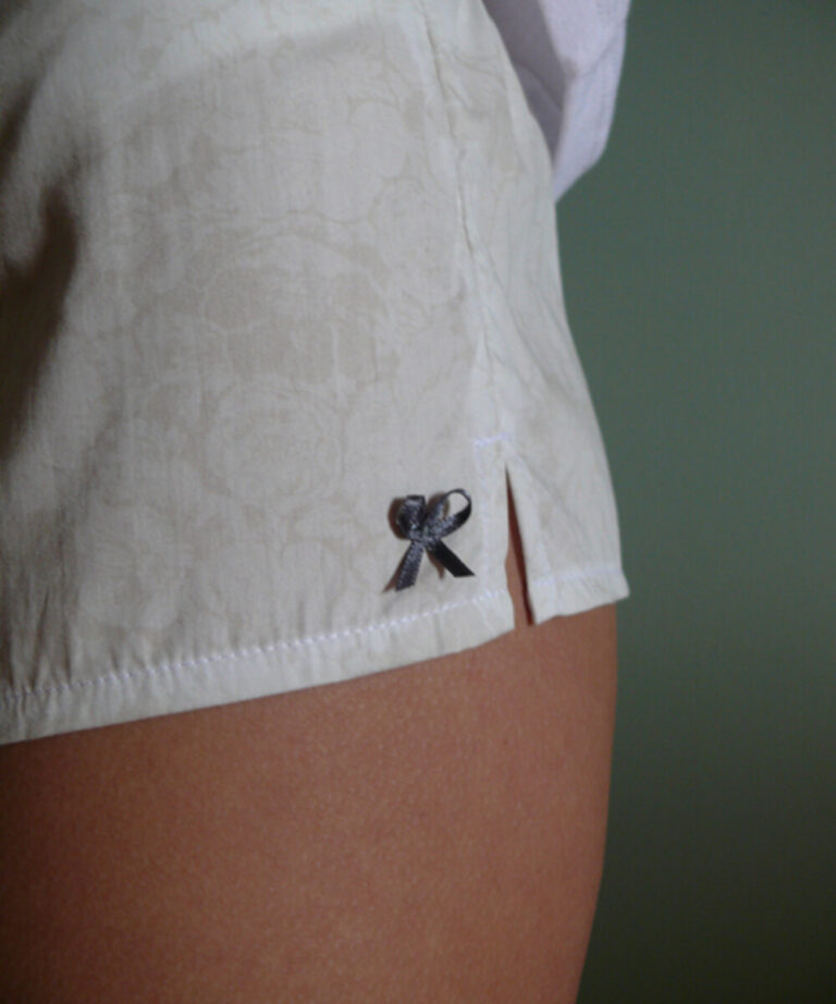Fleurs Pois & Cie - Boxer femme 100% coton bio ou éco made in France - Blanc/Beige