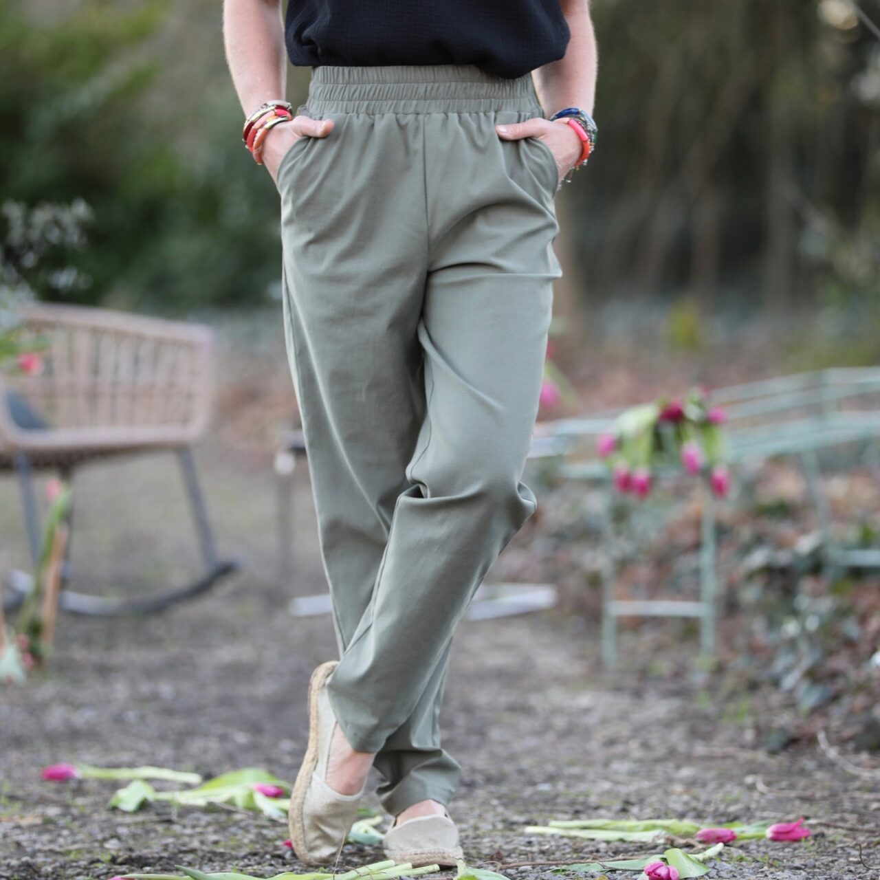 pantalon eliot serge kaki 6634006 Quintessence - Pantalon Eliot - Sergé kaki – XXL