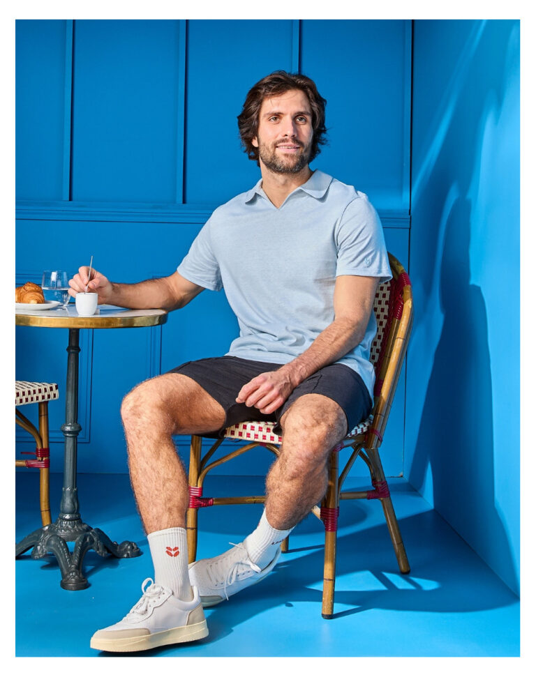Maison Lemahieu - Polo lin/coton - Bleu Ciel – 2XL
