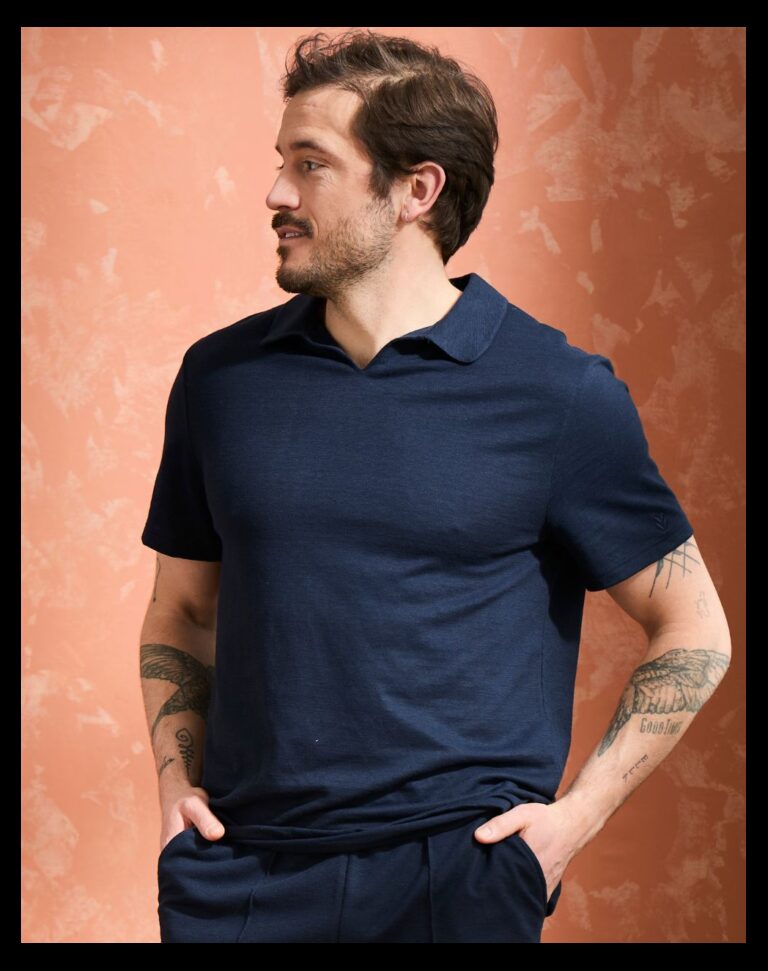 Maison Lemahieu - Polo lin/coton - Marine – XL