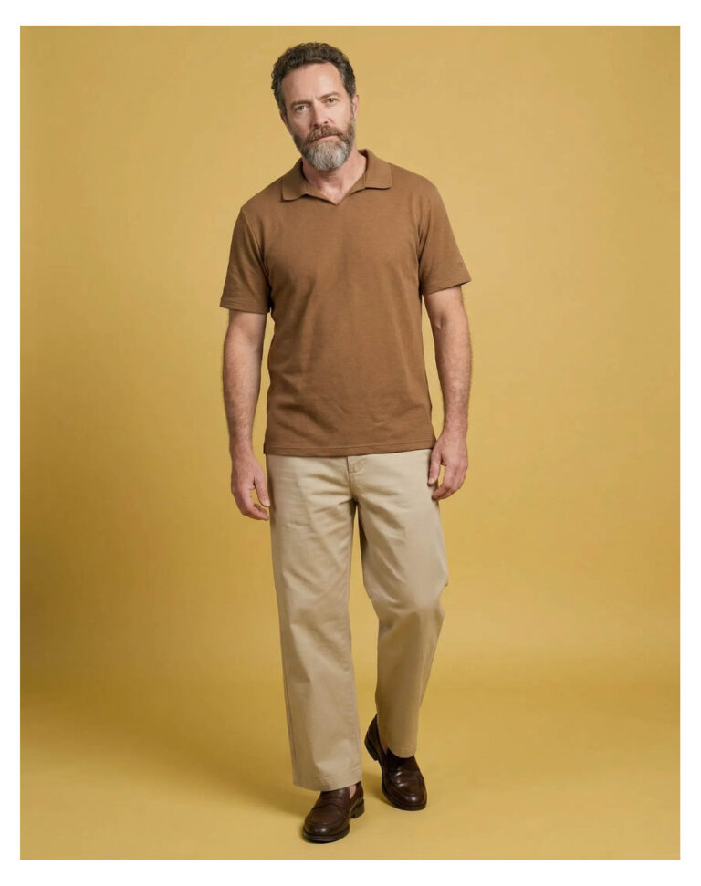 Maison Lemahieu - Polo lin/coton - Marron Noisette – 2XL