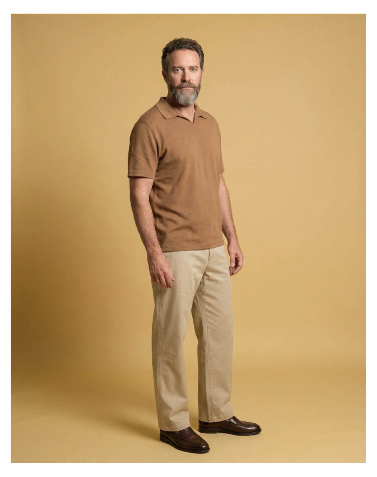 Maison Lemahieu - Polo lin/coton - Marron Noisette – 2XL