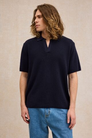 Polo en maille bleu marine pour homme par la marque Le Minor Le Minor - Polo en maille bleu marine pour homme