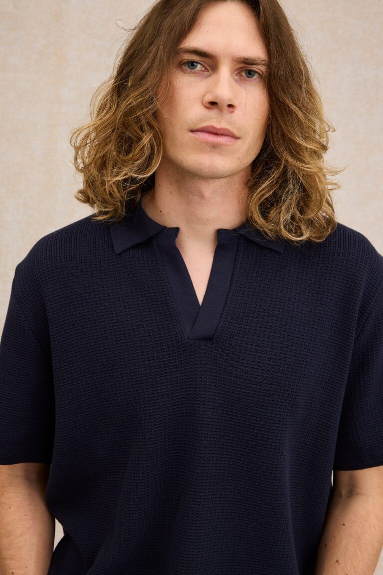 Le Minor - Polo en maille bleu marine pour homme – XXL