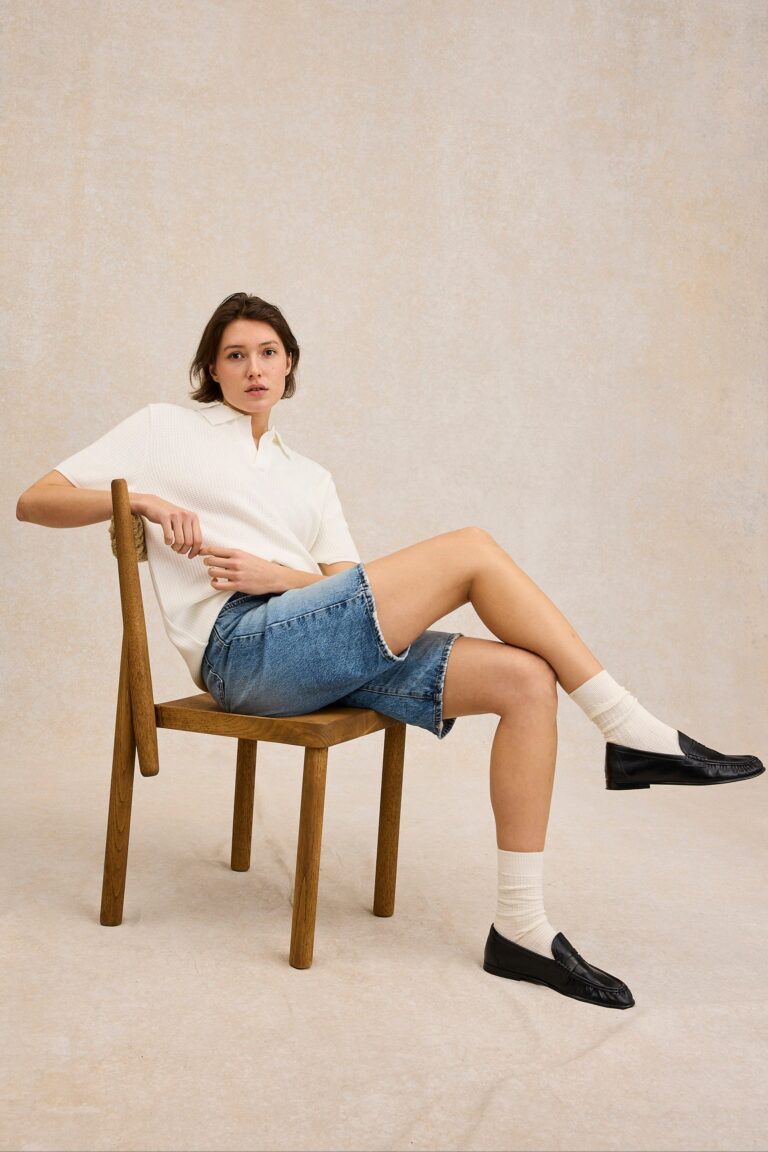 Le Minor - Polo en maille écru pour femme – XXL