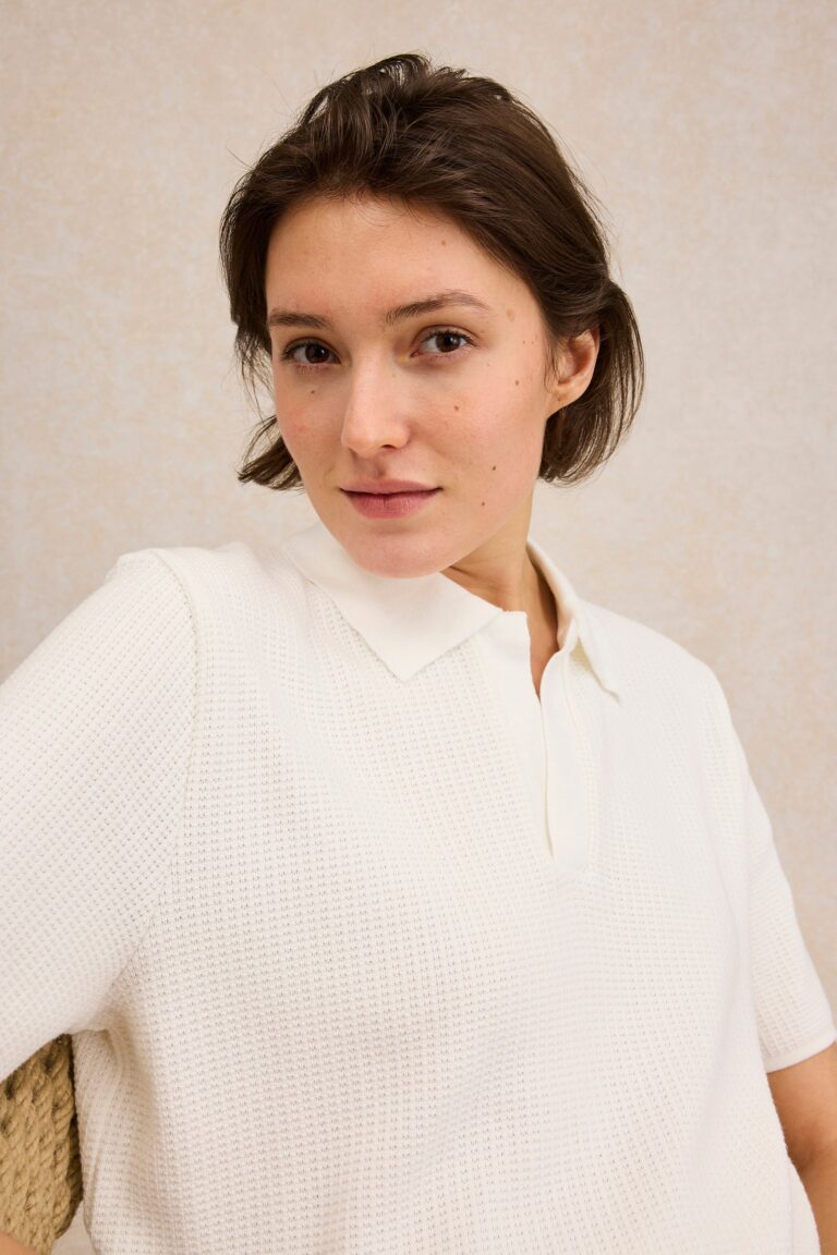 Le Minor - Polo en maille écru pour femme – XXL