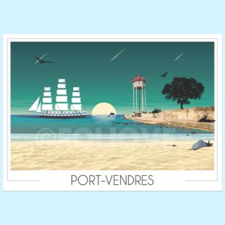 Affiche Port-Vendres Voilier par la marque Foliove Foliove - Affiche Port-Vendres Voilier