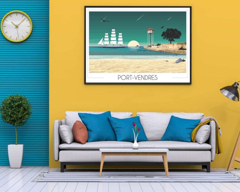 Foliove - Affiche Port-Vendres Voilier – 100x140 cm (B0)