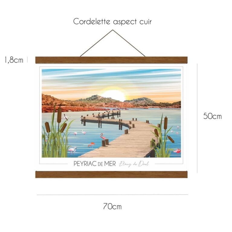 Foliove - Porte-affiche magnétique - Bois Teck 70cm