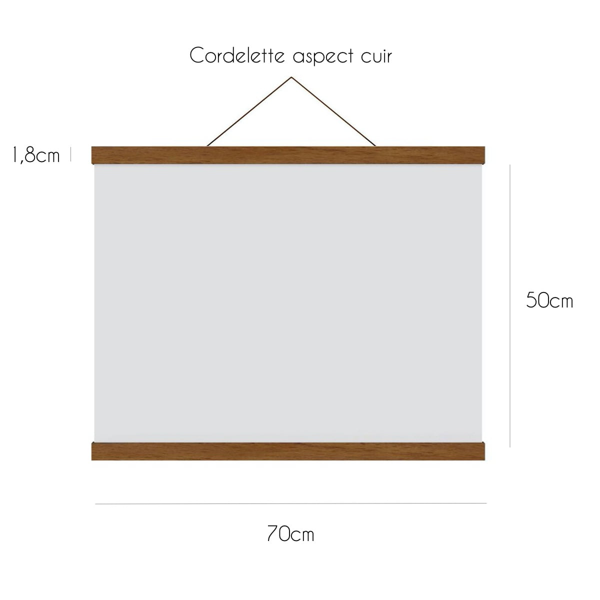 porte affiche 70cm Foliove - Porte-affiche magnétique - Bois Teck 70cm