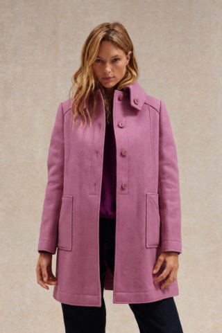 Le Minor - Manteau rose 1976 en laine et cachemire pour femme