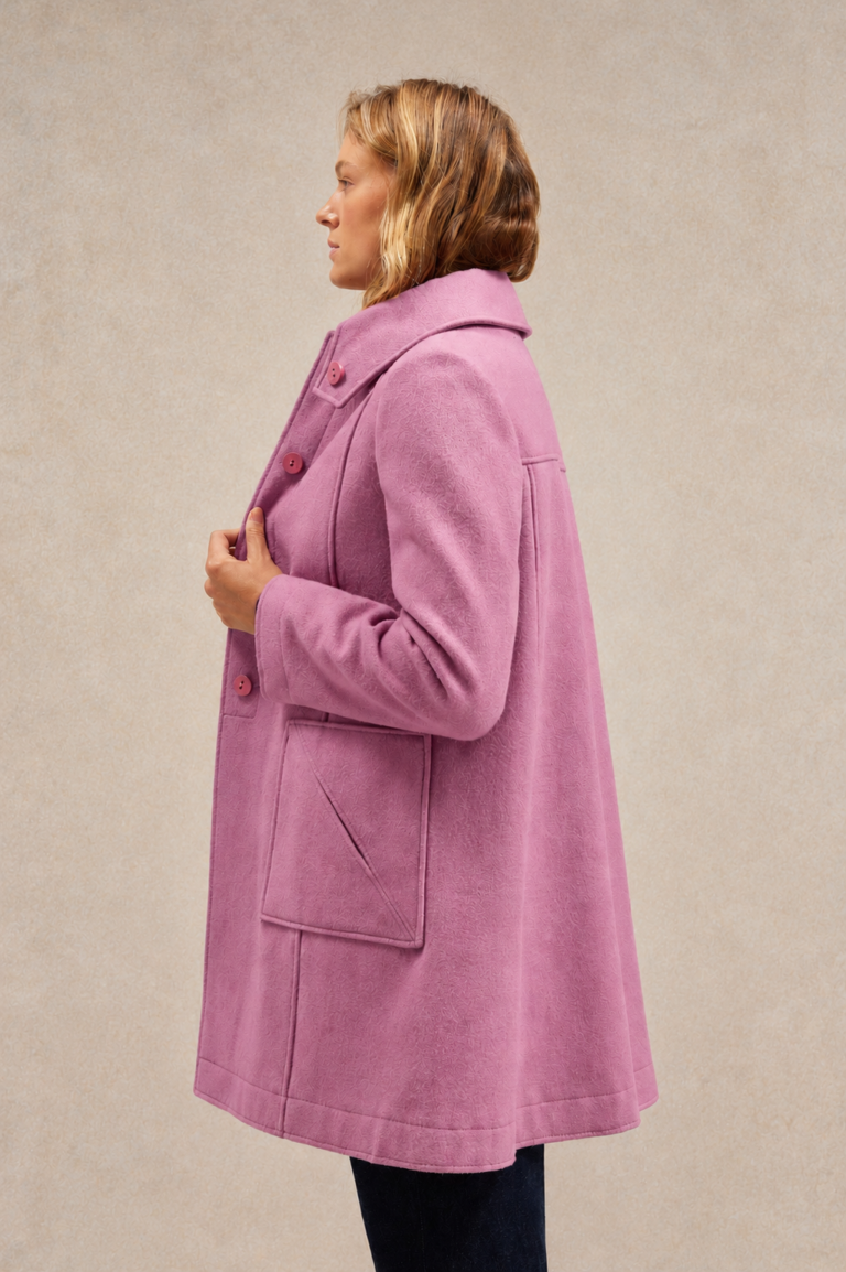 Le Minor - Manteau rose 1976 en laine et cachemire pour femme – XL
