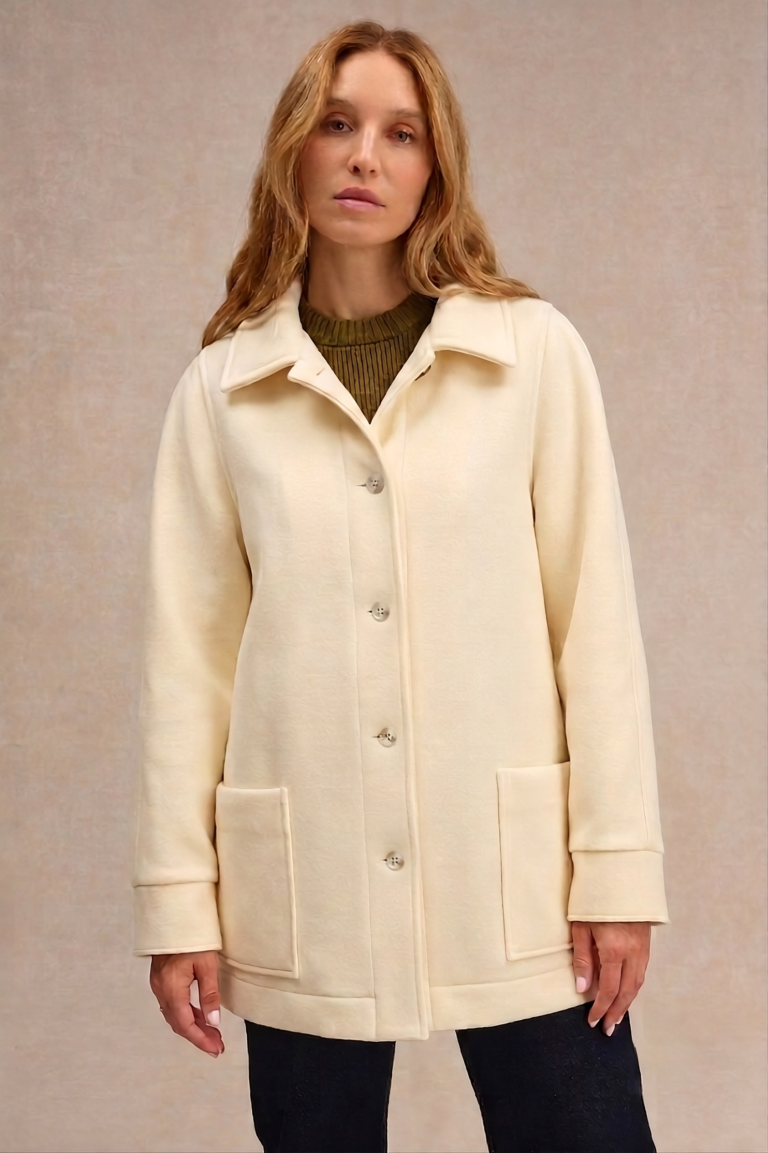 Le Minor - Manteau écru en laine et cachemire pour femme – XL