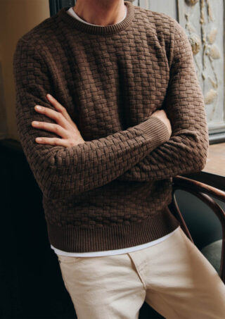 Pull Damier Marron par la marque Montlimart Montlimart - Pull Damier Marron