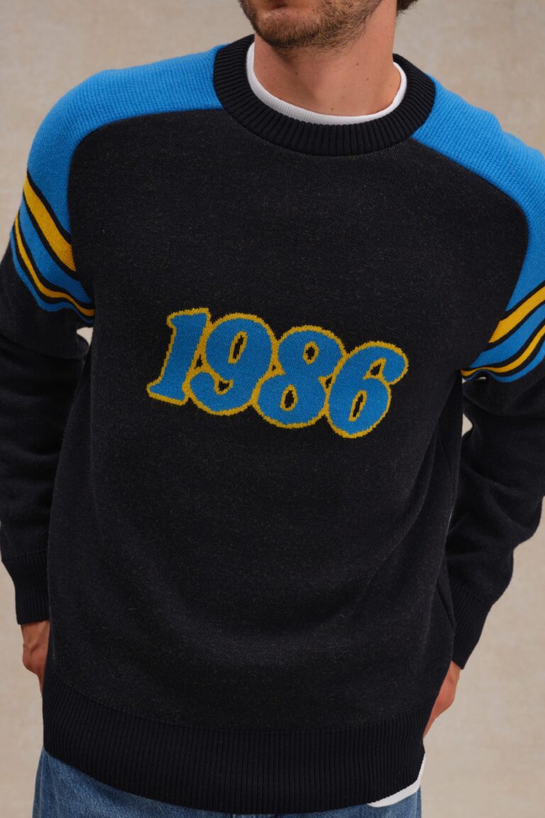 Le Minor - Pull 1986 bleu et jaune pour homme – XXL
